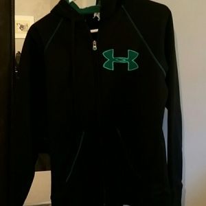 Under Armour black and turquoise zip up sweatshirt